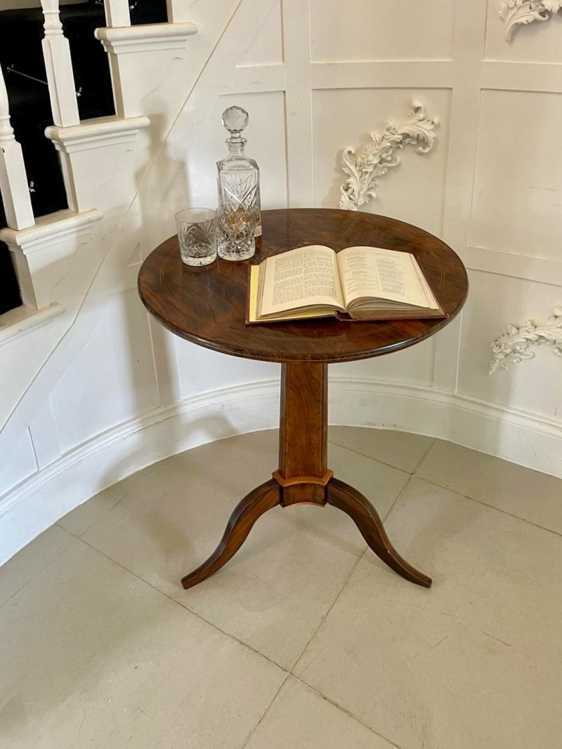 Outstanding Quality Antique Rosewood Inlaid Circular Lamp Table - Image 2